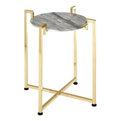 Gleneywick White Marble Side Table With Warm Gold Base