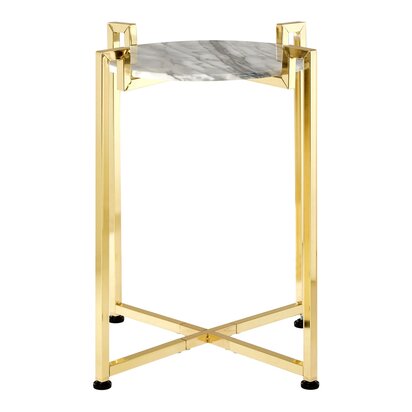 Gleneywick White Marble Side Table With Warm Gold Base