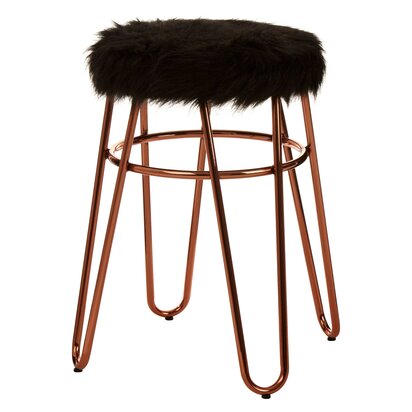 Calavale Faux Fur Rose Gold Finish Stool