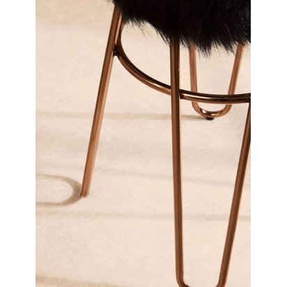 Calavale Faux Fur Rose Gold Finish Stool