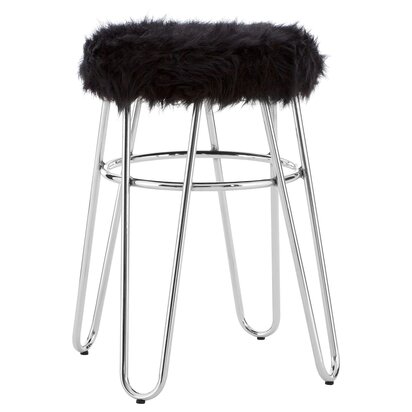 Calavale Black Faux Fur Stool