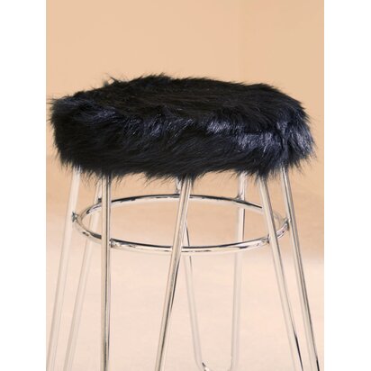 Calavale Black Faux Fur Stool
