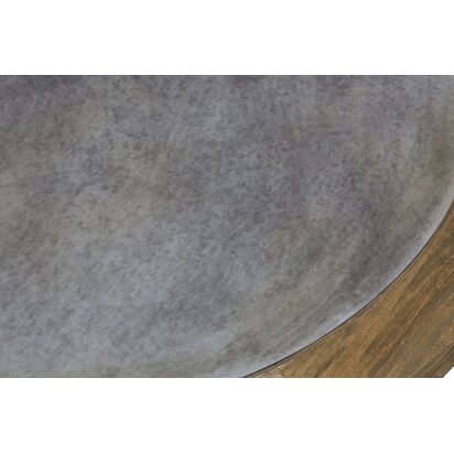 Merdeka Wooden Round Coffee Table with Zinc Metal Top