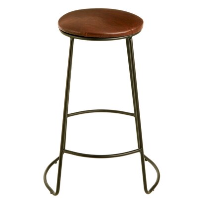 Soloridge Faux Leather Bar Stool with Metal Legs