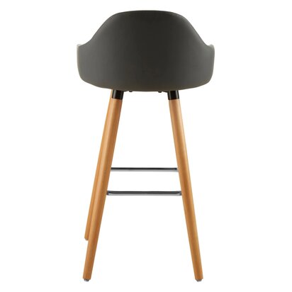Veronmere Grey Faux Leather Bar Stool with Beechwood Legs