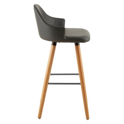 Veronmere Grey Faux Leather Bar Stool with Beechwood Legs