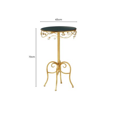 Emonwick Round Side Table With Gold Frame and Black Top