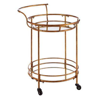Talorbourne 2 Tier Gold Finish Drinks Trolley