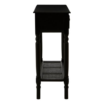 Noreton Two Drawer Black Finish Wooden Console Table with Shelf