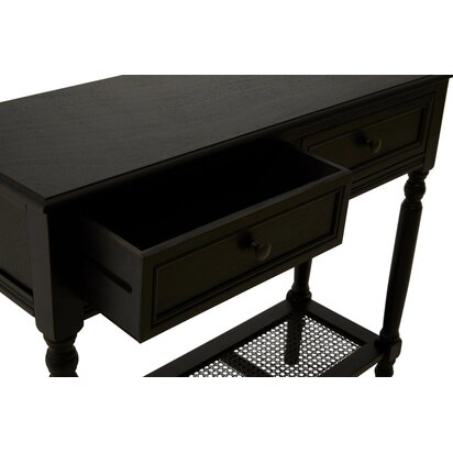 Noreton Two Drawer Black Finish Wooden Console Table with Shelf