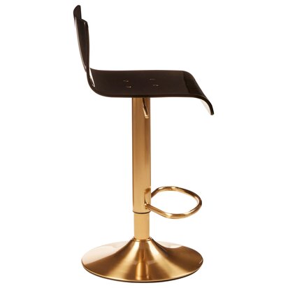 Baina Black Acrylic Seat Bar Stool with Gold Base