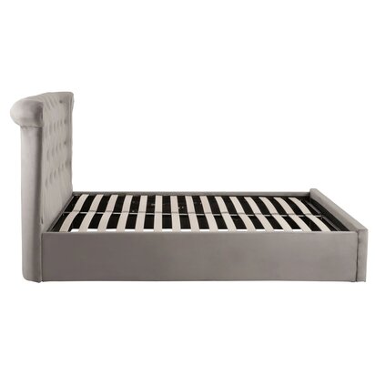 Flonham Grey Velvet Ottoman Double Bed