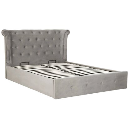 Flonham Grey Brushed Velvet Ottoman King Bed