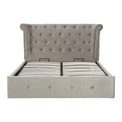 Flonham Grey Brushed Velvet Ottoman King Bed