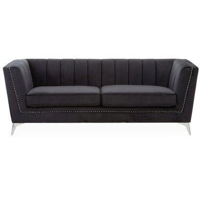 Renarana Three Seat Black Velvet Sofa