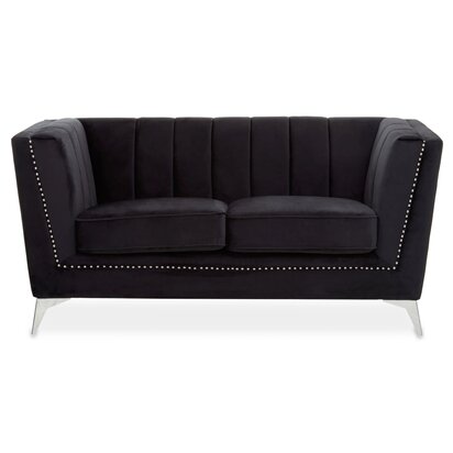 Renarana Two Seat Black Velvet Sofa