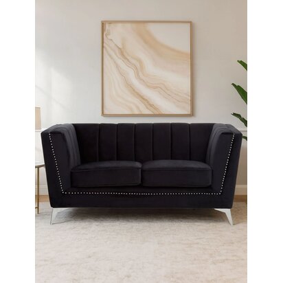 Renarana Two Seat Black Velvet Sofa
