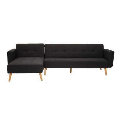 Renarana Hagen Black Linen Corner Sofa Bed