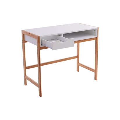 Glenoden White Desk with Storage