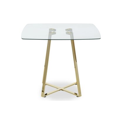 Metropolitan Square Glass Dining Table with Gold Finish Legs
