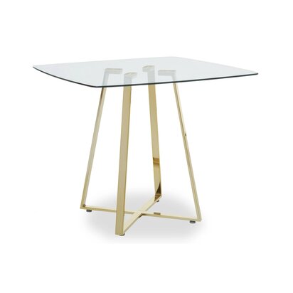 Metropolitan Square Glass Dining Table with Gold Finish Legs