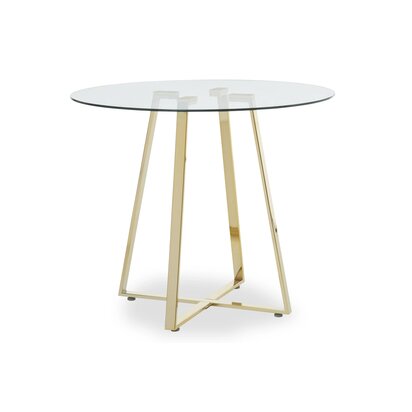 Metropolitan Round Glass Dining Table with Gold Finish Legs