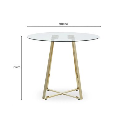 Metropolitan Round Glass Dining Table with Gold Finish Legs