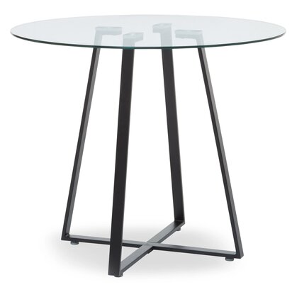 Metropolitan Round Glass Dining Table with Black Legs