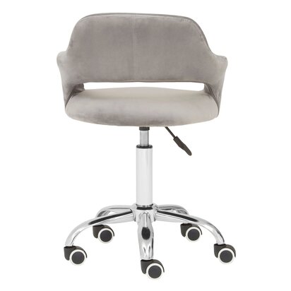 Fionna Grey Velvet Home Office Chair with Curved Back