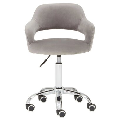Orewell Grey Velvet Home Office Chair with Curved Back