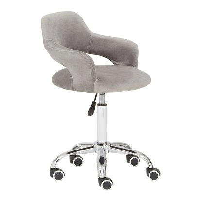 Orewell Grey Velvet Home Office Chair with Curved Back