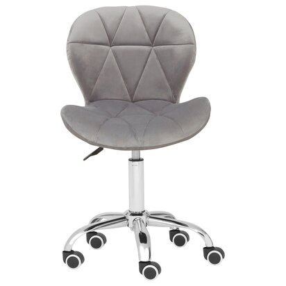 Unarmore Grey Velvet Quilted Home Office Chair