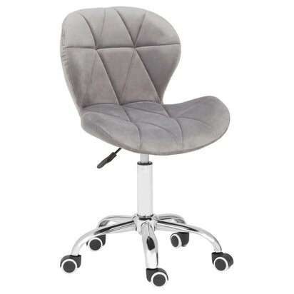 Unarmore Grey Velvet Quilted Home Office Chair