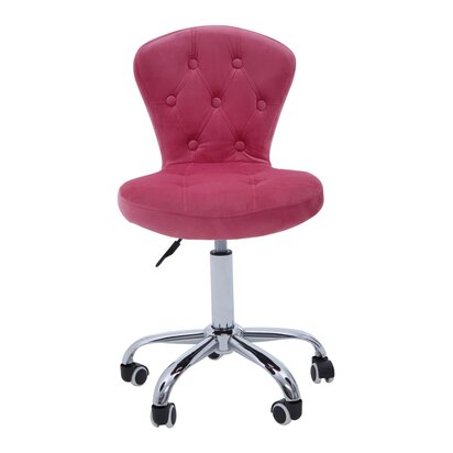 Delielle Pink Velvet Buttoned Home Office Chair