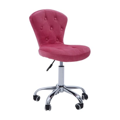 Delielle Pink Velvet Buttoned Home Office Chair