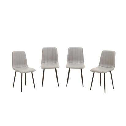 Fenonbourne Set of 4 Light Grey Leather Effect Dining Chairs