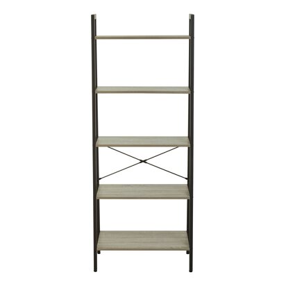 Ivyiabury Five Tier Grey Oak Veneer Ladder Shelf Unit