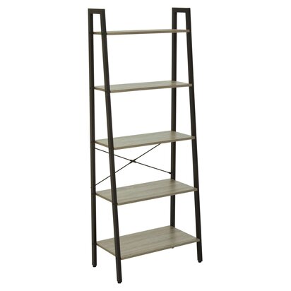 Ivyiabury Five Tier Grey Oak Veneer Ladder Shelf Unit