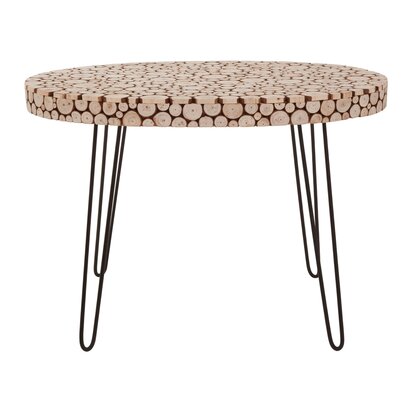 Lacuna Fir Wood Disc Mosaic Oval Coffee Table