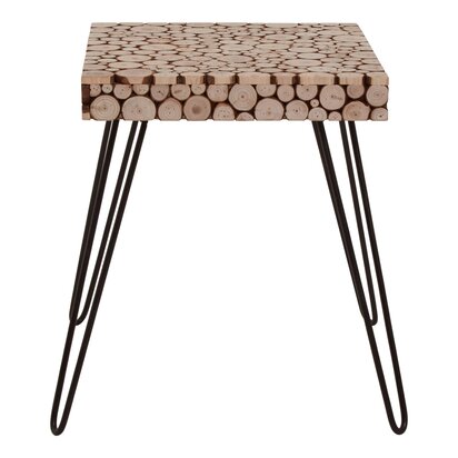 Lacuna Fir Wood Disc Mosaic Square Side Table