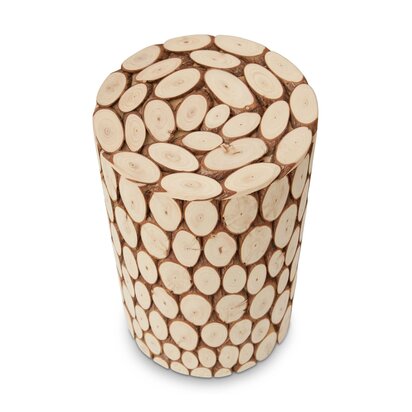 Lacuna Fir Wood Mosaic Disc Side Table and Stool