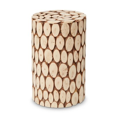 Lacuna Fir Wood Mosaic Disc Side Table and Stool