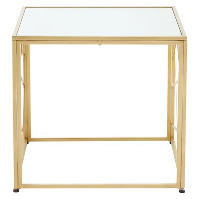 Farran Gold Finish Side Table With Mirror Top