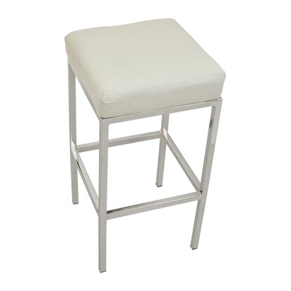 Baina White And Chrome Finish Bar Stool
