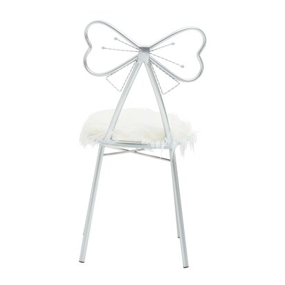 Jolie Silver and  Faux Fur Bow Back Dining Chair