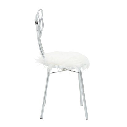 Jolie Silver and  Faux Fur Bow Back Dining Chair