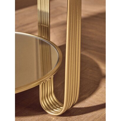 Jolie Round Mirrored Top Gold Frame Table