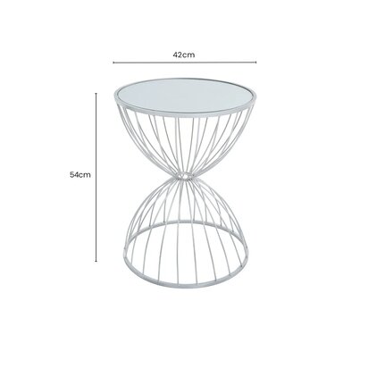 Jolie Hourglass Mirrored Top Silver Frame Side Table