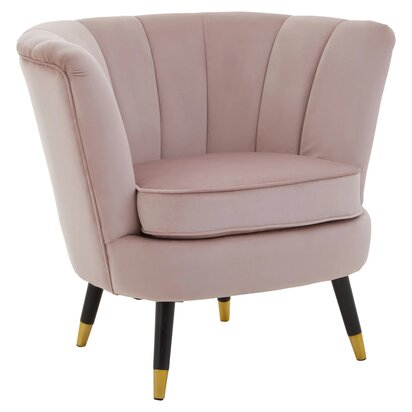 Flowmore Dusky Pink Velvet Shell Accent Chair