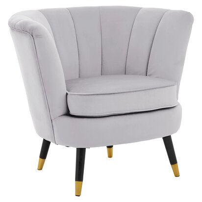 Flowmore Grey Velvet Shell Accent Chair